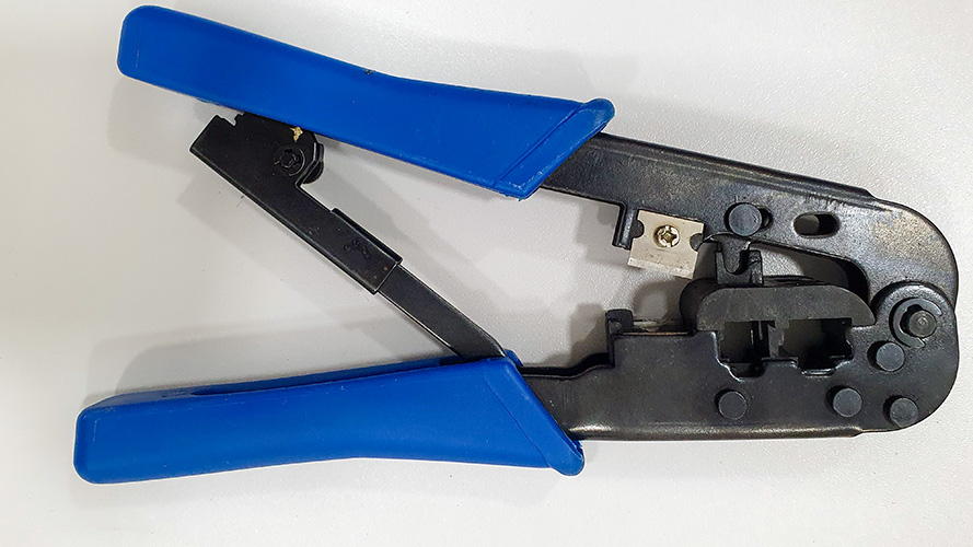 Alicate de Crimpar para RJ12 RJ11 RJ45 com Catraca Azul 568R