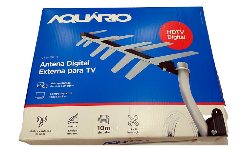 Antena externa digital amplificada aquário com 10m de cabo