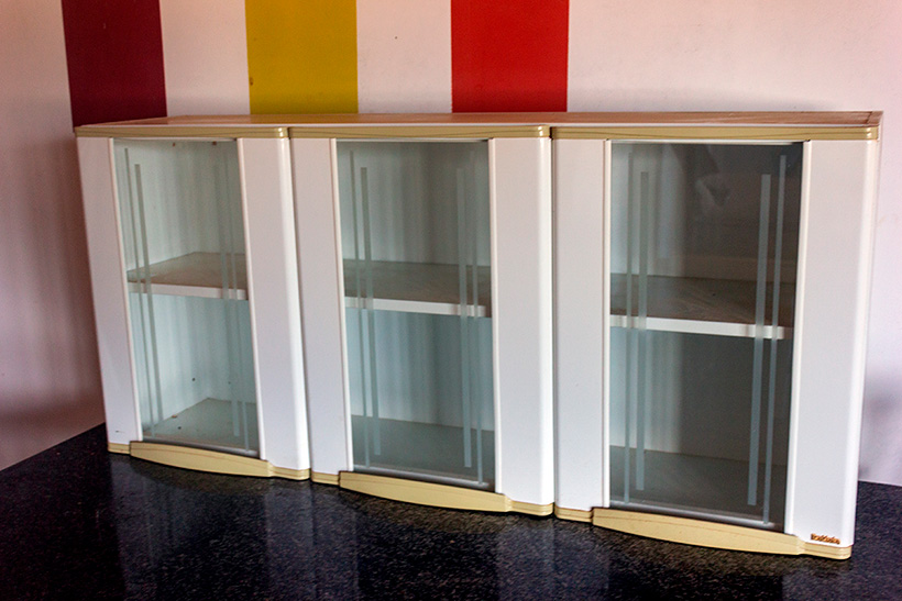 Armário de Cozinha 3 Portas c/ Vidro 120cm