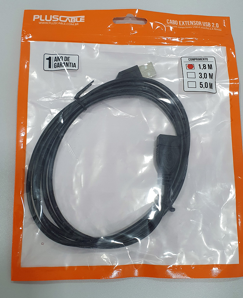 Cabo Extensor USB 2.0 AM X AF 1.8M Plus Cable