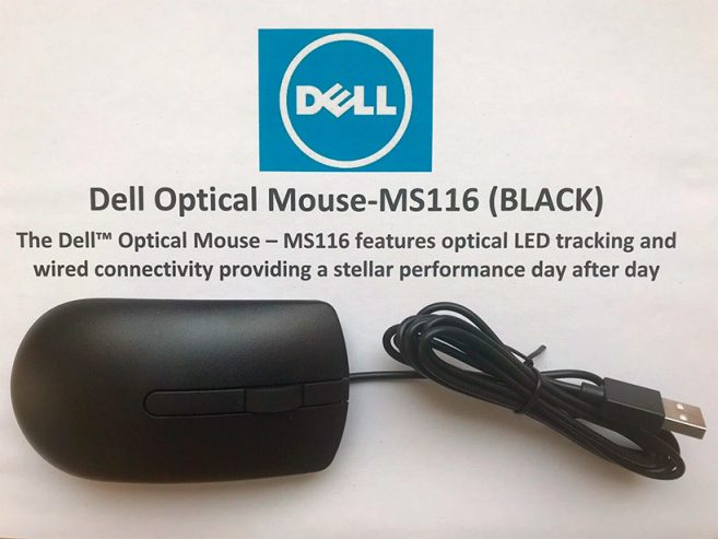 Mouse Óptico Dell – MS116 (PRETO)