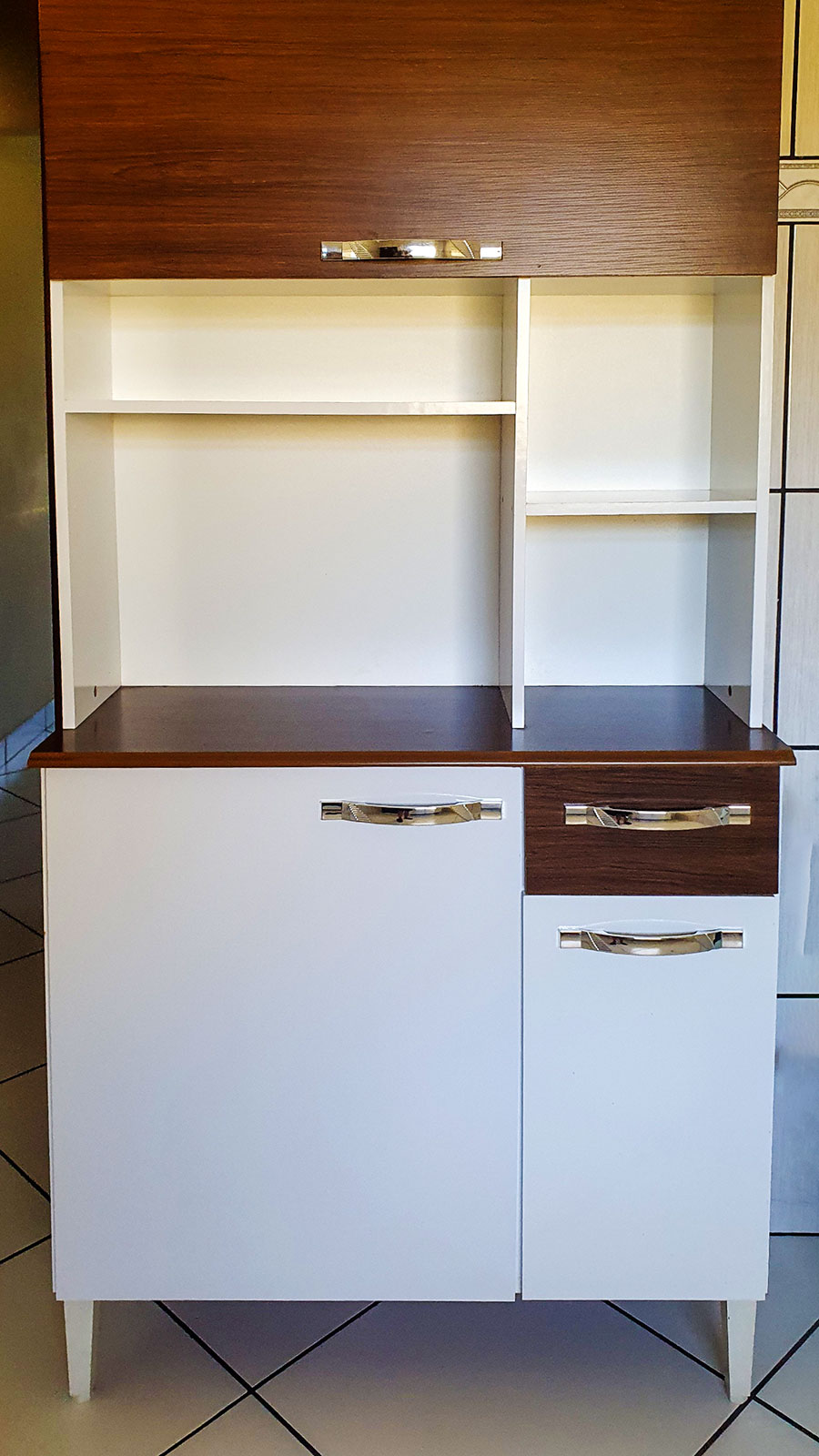 Armário de Cozinha Completa Genova Nogueira / Off White