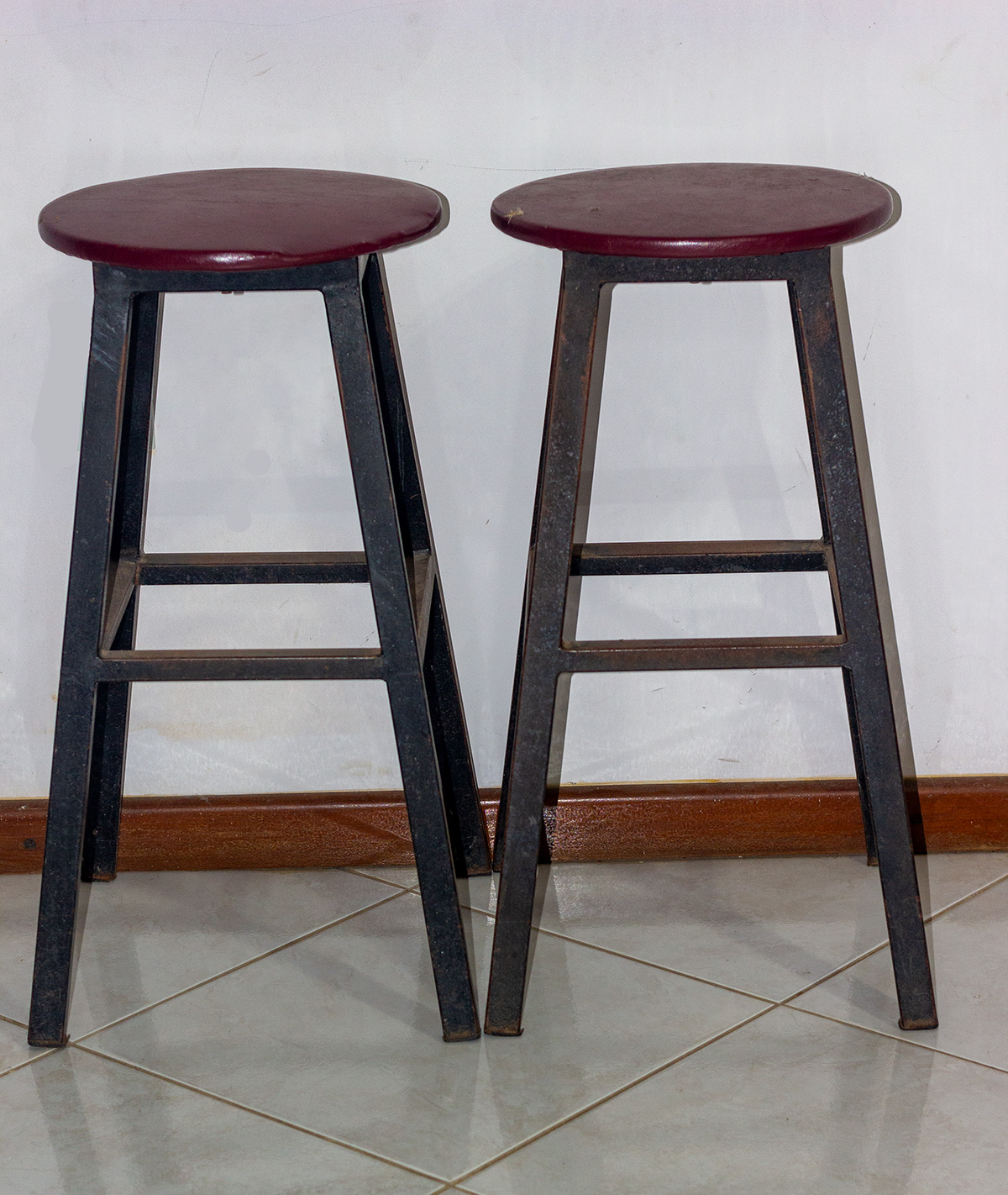 Kit 2 Unid Banco (Banqueta, banquinho) de Ferro 70x40cm Preto